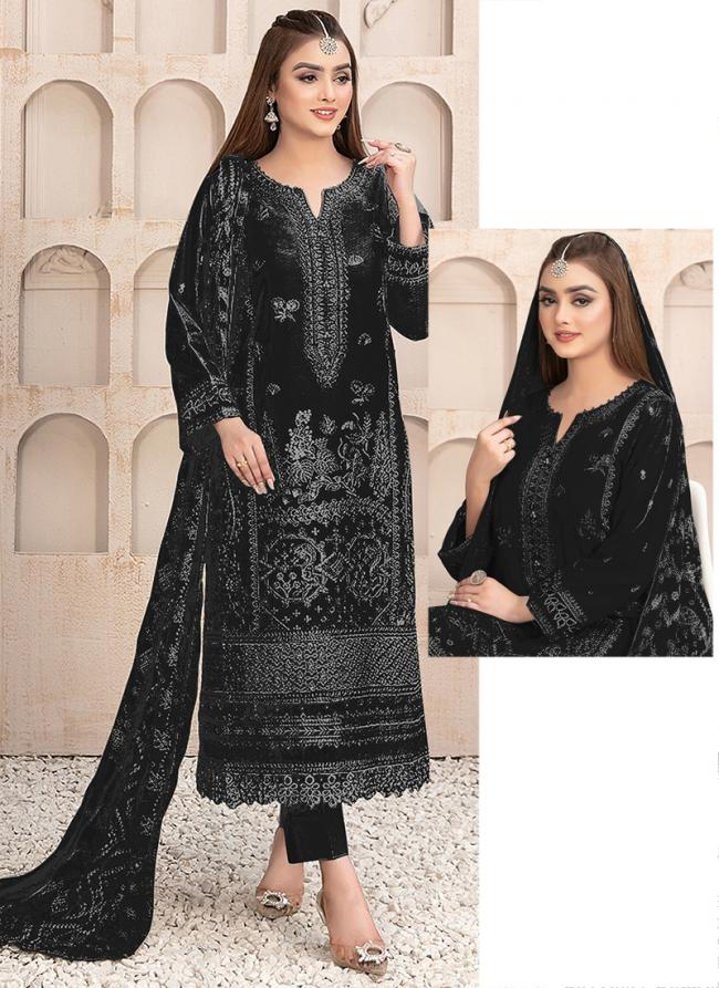 Faux Georgette Black Eid Wear Embroidery Work Pakistani Suit